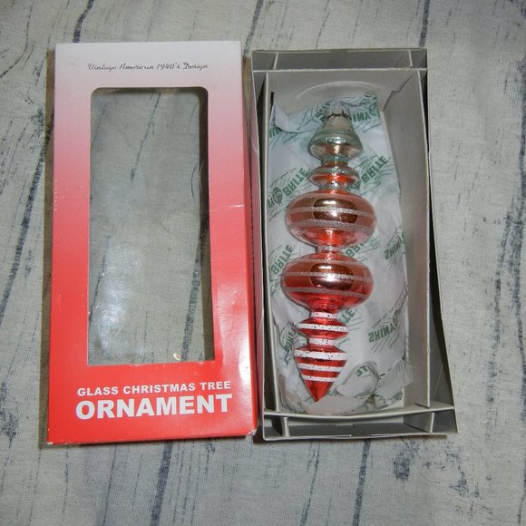 "Shiny Brite Radko Reflector Ball Xmas FINAIL Ornament Pink Blue WEST ELM NEW" - Picture 3 of 6